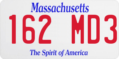 MA license plate 162MD3