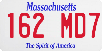 MA license plate 162MD7