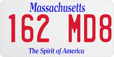 MA license plate 162MD8