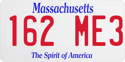 MA license plate 162ME3