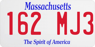 MA license plate 162MJ3