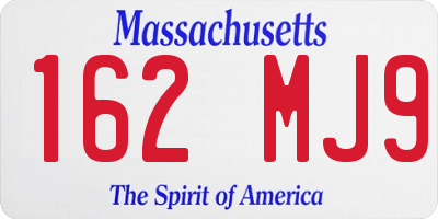 MA license plate 162MJ9