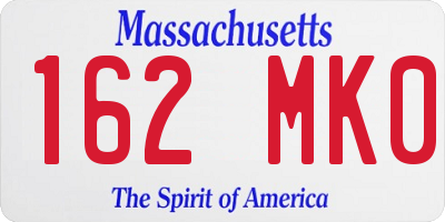 MA license plate 162MK0