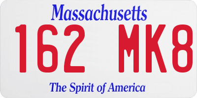 MA license plate 162MK8