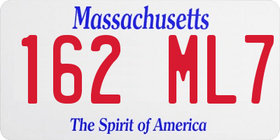 MA license plate 162ML7