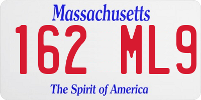 MA license plate 162ML9