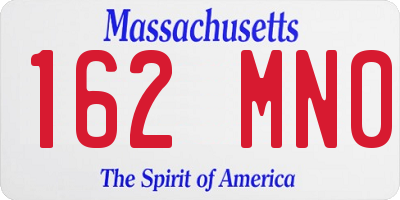 MA license plate 162MN0