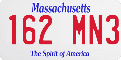 MA license plate 162MN3