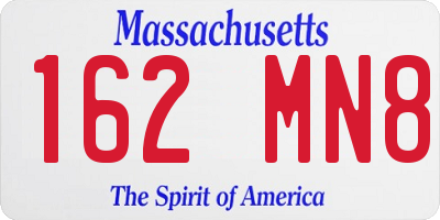 MA license plate 162MN8