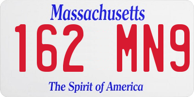 MA license plate 162MN9