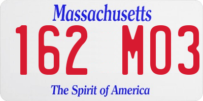 MA license plate 162MO3