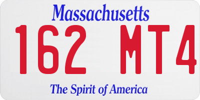 MA license plate 162MT4