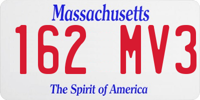 MA license plate 162MV3