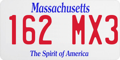 MA license plate 162MX3