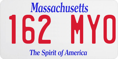 MA license plate 162MY0