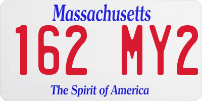 MA license plate 162MY2