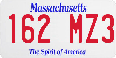 MA license plate 162MZ3
