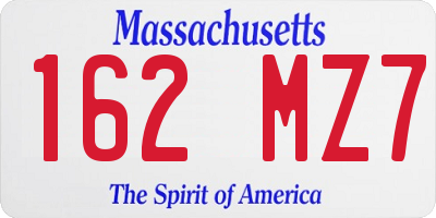 MA license plate 162MZ7