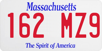 MA license plate 162MZ9