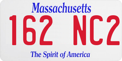 MA license plate 162NC2