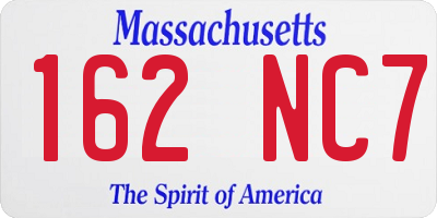MA license plate 162NC7