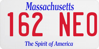 MA license plate 162NE0