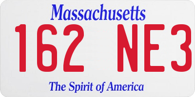 MA license plate 162NE3