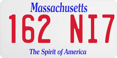 MA license plate 162NI7