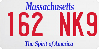 MA license plate 162NK9