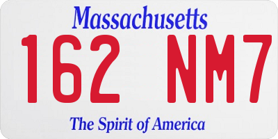 MA license plate 162NM7