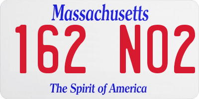 MA license plate 162NO2