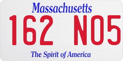 MA license plate 162NO5