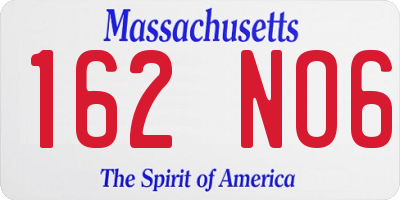 MA license plate 162NO6