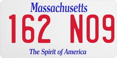 MA license plate 162NO9