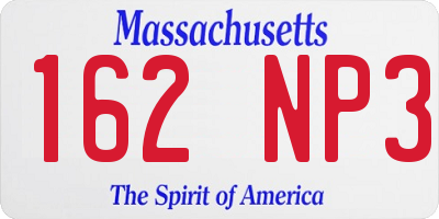 MA license plate 162NP3
