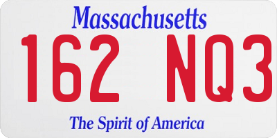 MA license plate 162NQ3