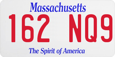 MA license plate 162NQ9