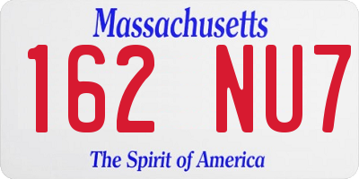 MA license plate 162NU7