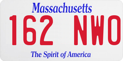 MA license plate 162NW0
