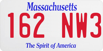 MA license plate 162NW3