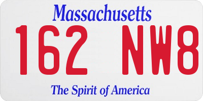 MA license plate 162NW8
