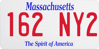 MA license plate 162NY2