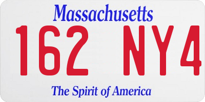 MA license plate 162NY4