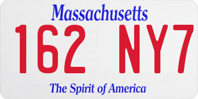 MA license plate 162NY7