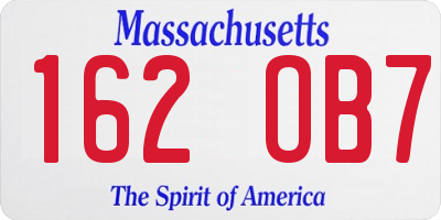 MA license plate 162OB7