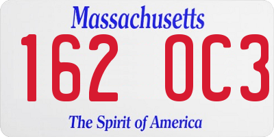 MA license plate 162OC3
