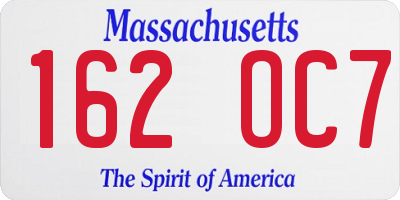MA license plate 162OC7