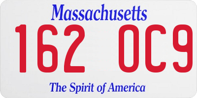 MA license plate 162OC9