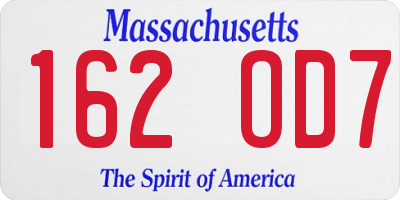 MA license plate 162OD7