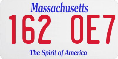 MA license plate 162OE7